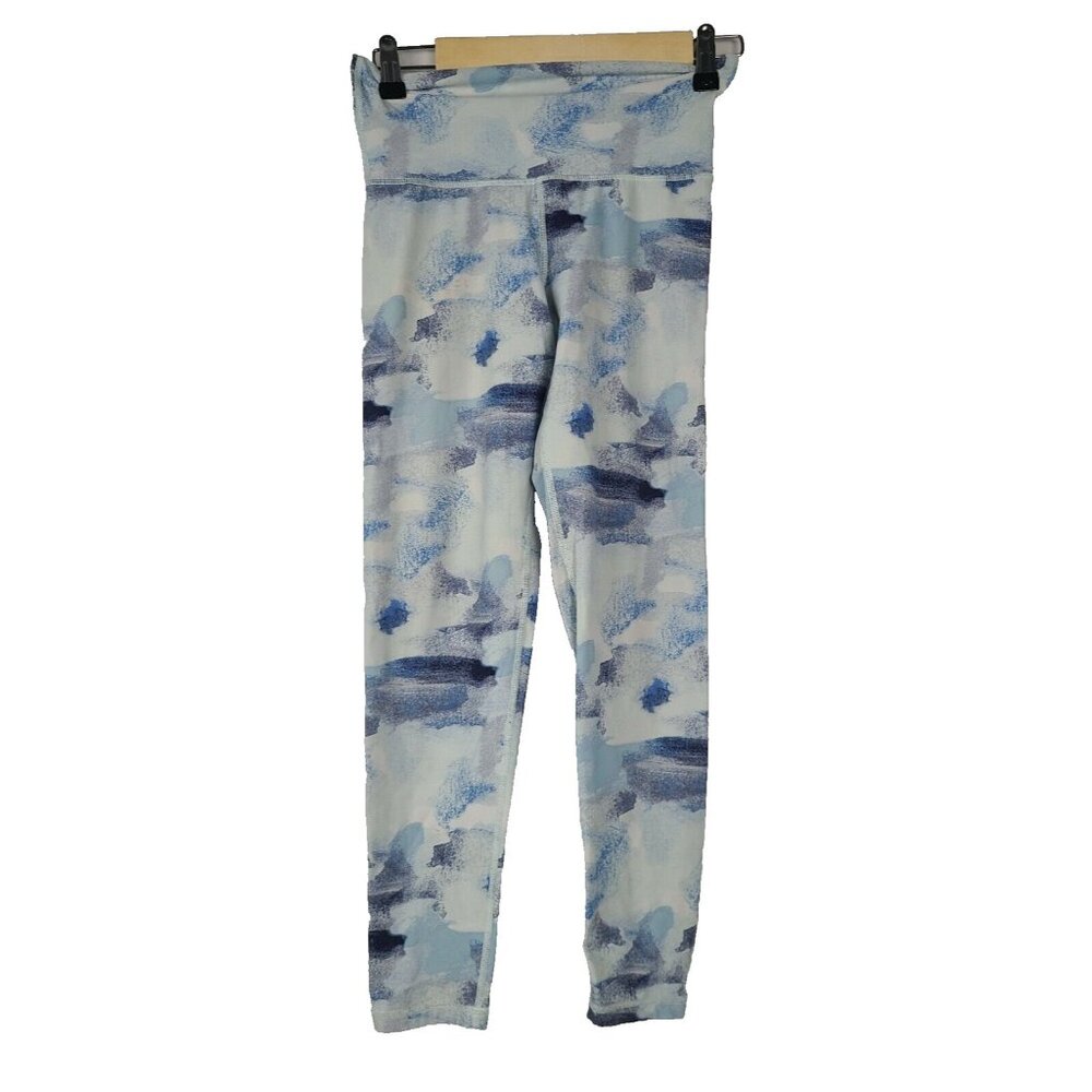 Aerie Womens Activewear Leggings‎ Small Blue Tie Dye Mid Rise Crop Ankle Pull On